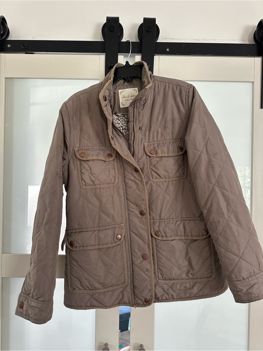 Altar'd State Quilted Utility Jacket in Taupe
